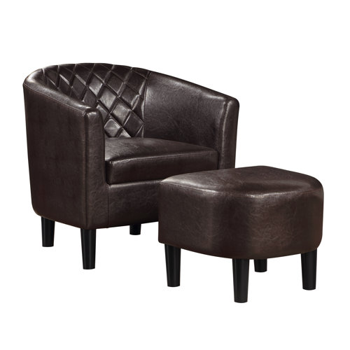 Lark Manor Aricely Faux Leather Barrel Chair with Ottoman Wayfair